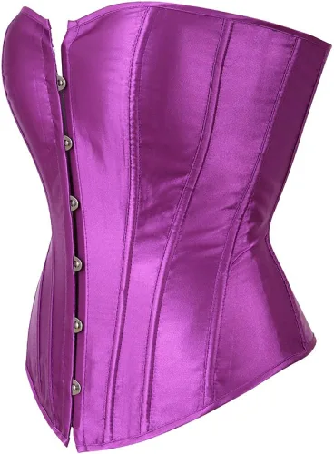 Vista 3 de Corset Tops for Women Satin Lace Up Corset Top Plus Size Gothic Corset Overbust