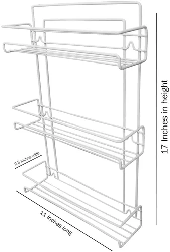 Vista 2 de Evelots Paquete de 2 estantes para especias de 3 niveles - Montado en puerta/pared - Metal con revestimiento resistente - Para hasta 36 botellas