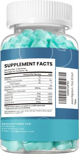 Vista 7 de Gomitas de glicinato de magnesio de 500 mg para dormir para hombres y mujeres, vitamina C, veganas que promueven la relajación muscular, magnesio