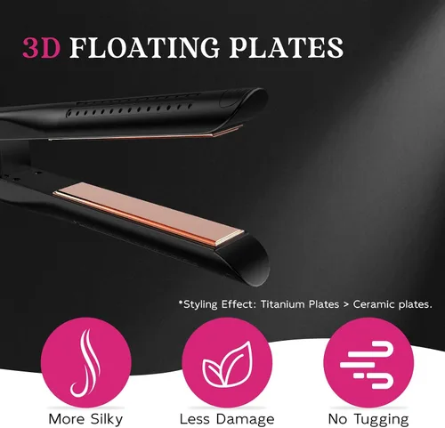 Vista 6 de SKIMI Airflow Styler, plancha de pelo de titanio alisadora de cabello plana, rizador de pelo profesional con tomas de aire de enfriamiento