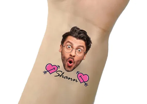 Vista 10 de Cara personalizada tatuaje temporal impermeable mirada real personalizado tatuaje pegatinas boda fiesta cumpleaños mejor regalo