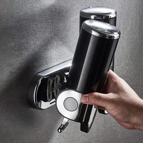 Vista 3 de Dispensador de jabón montado en la pared, dispensador de ducha, cabezal de prensado manual, dispensador de champú líquido y jabón para baño, cocina
