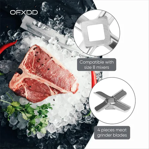 Vista 5 de Hoja para picadora de carne #8 - 2 cuchillas de repuesto para molinillo eléctrico - Piezas de acero inoxidable y accesorios para moler