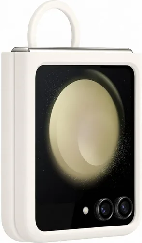 Vista 3 de Samsung Galaxy - Funda de silicona con anillo para Z Flip5, color crema