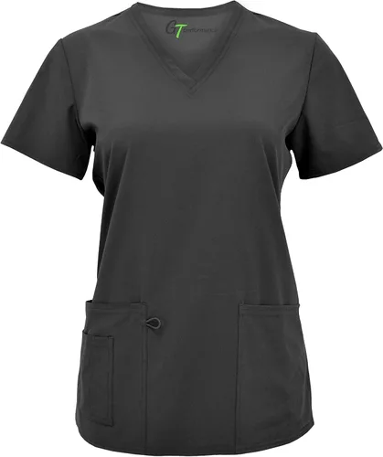 Vista 3 de Camiseta médica de enfermería médica con cuello en V de 4 bolsillos para mujer GT Performance