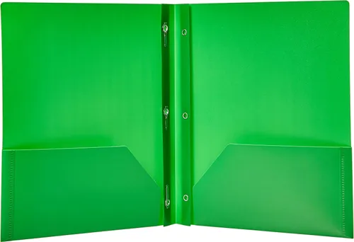 Vista 3 de Carpetas Amazon Basics de plástico resistente con 2 bolsillos para papel tamaño carta, colores surtidos, paquete de 6
