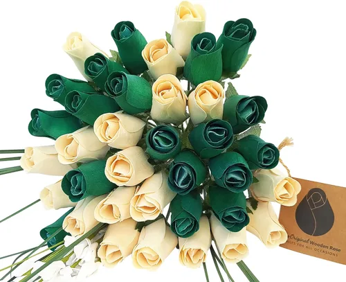 Vista 10 de Ramos originales de rosas de madera en 1, 2, o 3 docenas Día de San Patricio