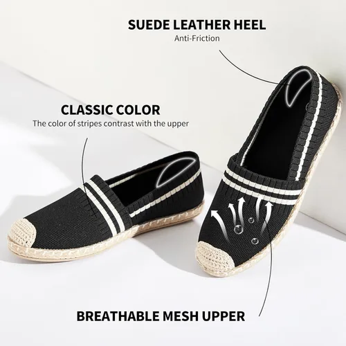 Vista 3 de BABUDOG Mocasines para mujer, zapatos de malla sin cordones, zapatos planos blancos transpirables para mujer