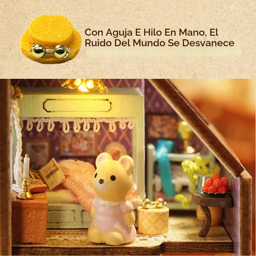 Vista 6 de MAGQOO - Kit de casa de muñecas en miniatura de bricolaje con muebles, escala 1:100, habitación creativa, mini casa de muñecas de madera, accesorios