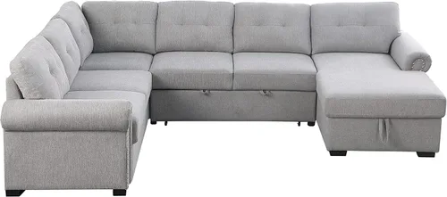 Vista 9 de Alexent Sofá cama para sala de estar, sofá cama extraíble de tela con almacenamiento