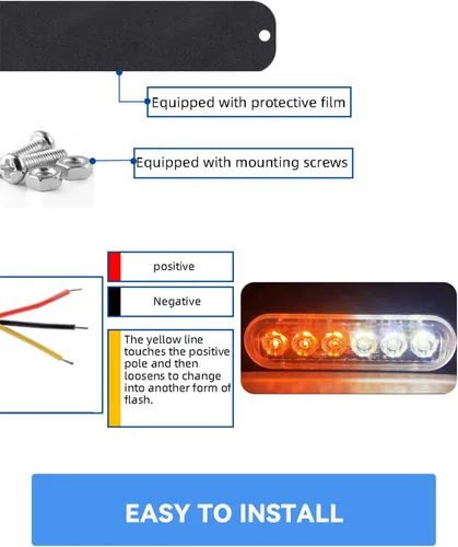 Vista 7 de YONGMING 6 luces LED estroboscópicas intermitentes de emergencia para camiones, vehículos, coches, mini parrilla, luces estroboscópicas de 12 V