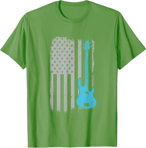 Vista 39 de Electric Bass Guitar Player American Flag Musician T-Shirt Asphalt Grey