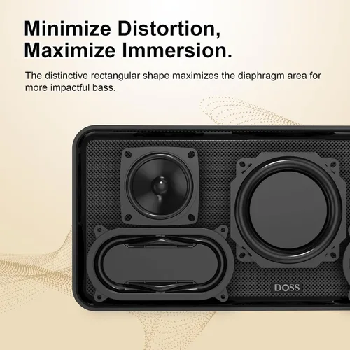 Vista 4 de DOSS SoundBox XL altavoces inalámbricos, sistema de altavoces para hogar inalámbricos, doble conductor con subwoofer de 12W, sonido HD de 20W, bajo