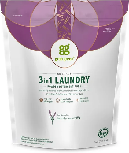 Vista 9 de Grab Green Cápsulas de detergente 3 en 1, 24 unidades, sin fragancia, a base de plantas y minerales, poder de limpieza superior, removedor