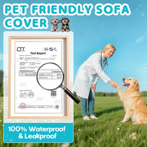 Vista 7 de Loiion Funda impermeable para sofá de perro 100% de doble cara - antideslizante, a prueba de fugas, protectores de sofá para mascotas para Almendra