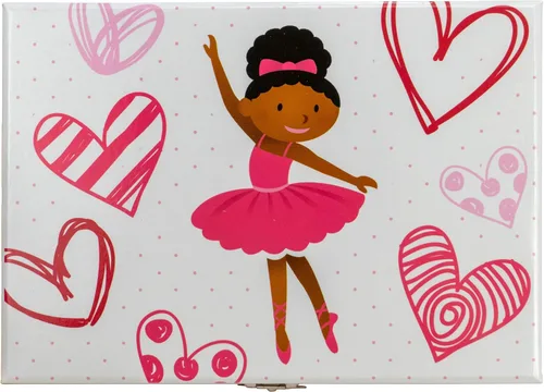 Vista 4 de Caja de música de bailarina con corazones con collar de bailarina de color plateado