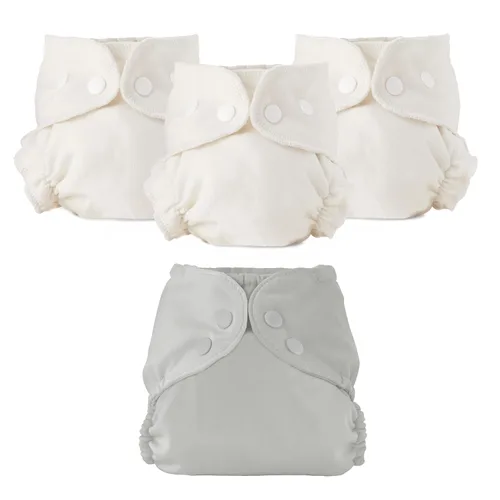 Vista 15 de Set de Paquete de Pañales de Tela Esembly - 3 Forros Internos Absorbentes de Algodón Orgánico y 1 Cubierta de Pañal Exterior Impermeable - Pañales
