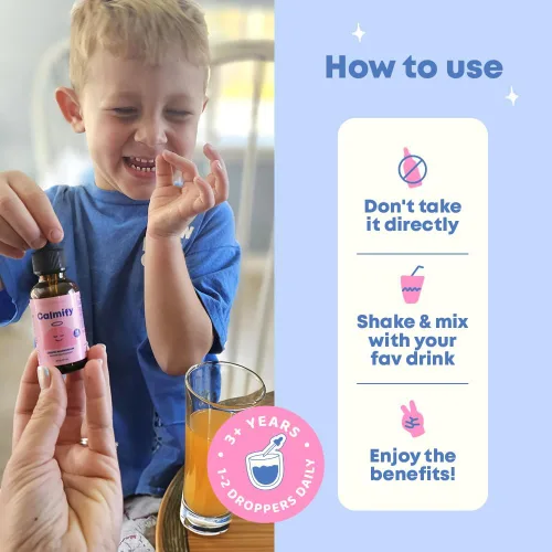 Vista 6 de JoySpring Calmify Líquido de Magnesio para Niños Suplemento Orgánico de Manzanilla y L-Teanina Sin Azúcar y Sin Gluten Apoyo para la Calma