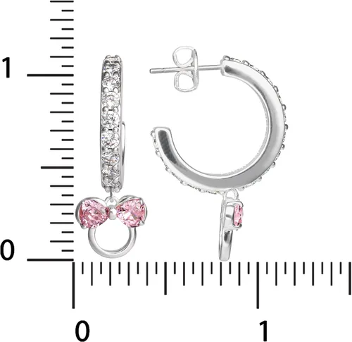 Vista 5 de Disney Mickey Mouse or Minnie Mouse Silver Plated Cubic Zirconia Hoop Earrings Official License