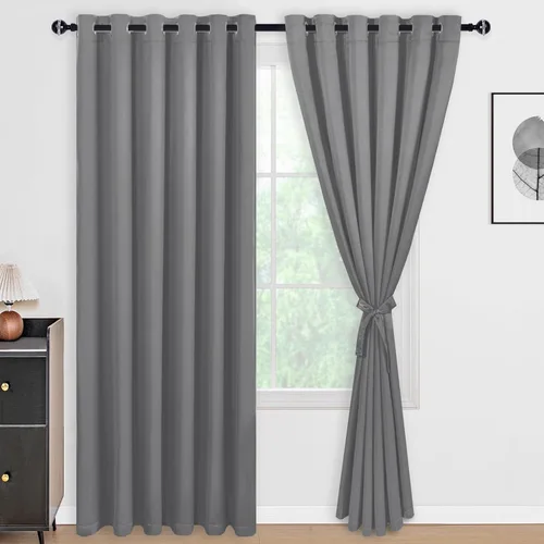 Vista 92 de DWCN - Cortinas 100% opacas para dormitorio con forro negro, cortinas de ventana de doble capa con aislamiento térmico que oscurecen toda la Azul