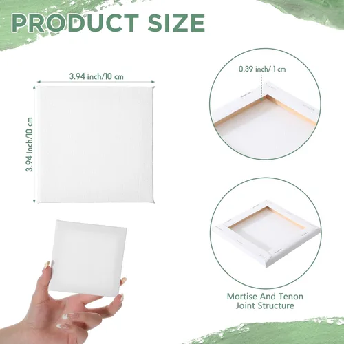 Vista 2 de Yeaqee Paquete de 50 lienzos para pintar mini lienzos en blanco de 4 x 4 pulgadas para pintar, perfil de 2/5 pulgadas, paneles de lona 100% algodón