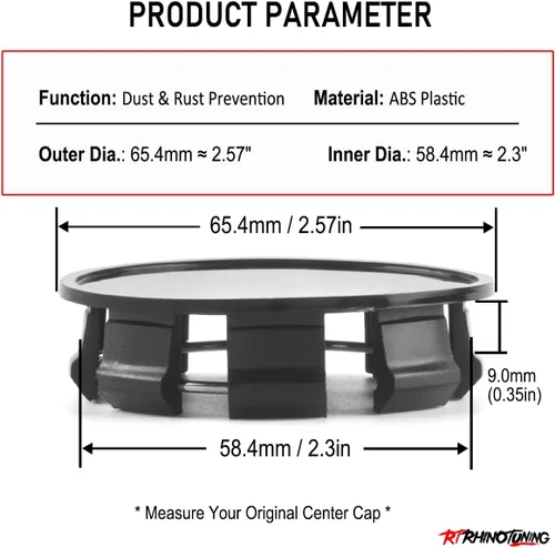 Vista 2 de RTrhinotuning 4 tapas centrales de rueda de 2.575 in compatibles con Flex Explorer Edge FREESTAR Rim BB53-1A096-RA, OD: 2.57"(65.4 mm) ID