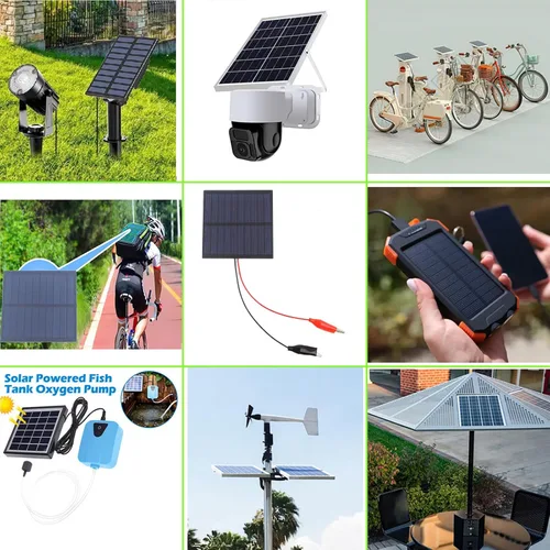 Vista 3 de 5 paneles solares pequeños, 1 W, 5 V, 200 mA, mini panel solar fotovoltaico de células solares con clip de alambre de 3.524 in x 3.524 in