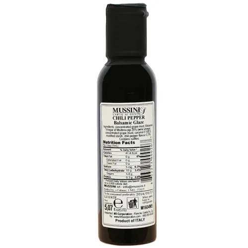 Vista 2 de Glaseado balsámico italiano de chile con sabor natural de Mussini, 5.1 onzas