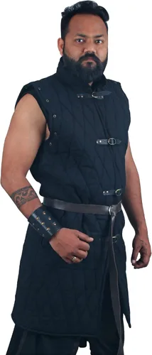 Vista 2 de Gambeson Abrigo acolchado grueso Aketon Chaqueta Armor - Telas de algodón negro (pequeño), Negro