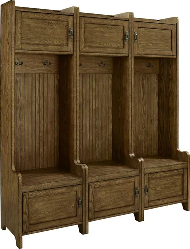 Vista 17 de Crosley Furniture Fremont - Árbol de pasillo con armarios de almacenamiento y ganchos para colgar percheros, color blanco envejecido