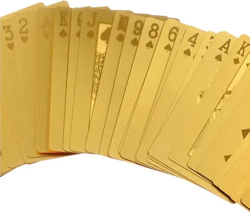 Vista 4 de Cartas de póquer resistentes al agua, de 24 quilates, con caja de regalo