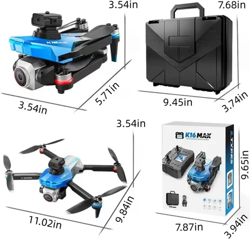 Vista 2 de Drone RC con control remoto de pantalla con pantalla de control remoto, cámara dual HD 1080P, ajuste de velocidad, retención de altitud, despegue