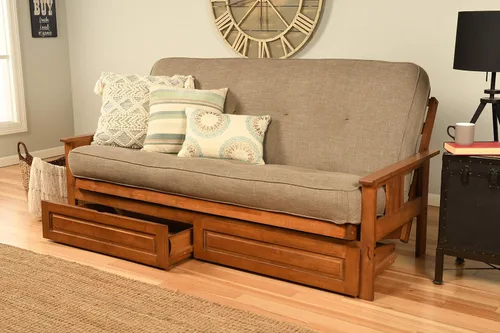 Vista 5 de Kodiak Futons Monterey - Marco de futón con cajones, incluido, color nuez Solo marco