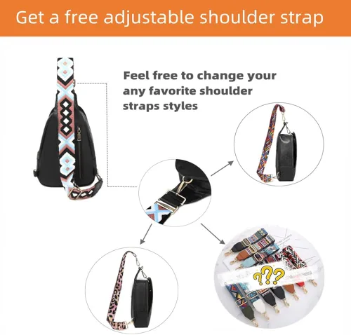 Vista 5 de WSRYDJDL Bolsa de pecho para mujer, bolso bandolera pequeño de piel sintética, mochila de hombro para viajes, senderismo, ciclismo