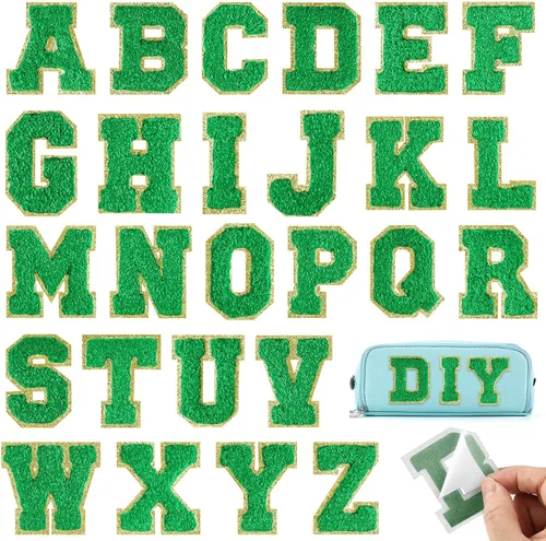 Vista 15 de Parches autoadhesivos de felpilla con letras A-Z, color negro, para ropa de tela, 26 piezas