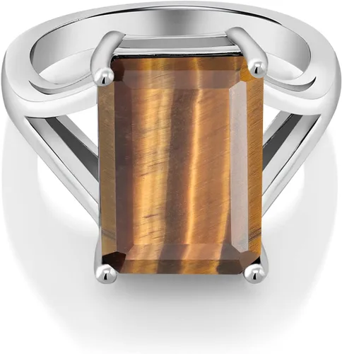 Vista 10 de Gem Stone King Anillo de compromiso solitario con piedra preciosa de corte esmeralda de 0.551 x 0.394 in para mujer, plata de ley 925, anillo