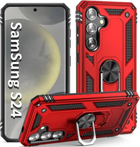 Vista 12 de Funda S24 Plus, S25 Plus, para Samsung S24+/S25+, con anillo de soporte, soporte ajustable, grado militar, protección resistente, a prueba de Azul