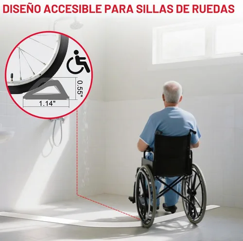 Vista 3 de Presa de agua plegable para umbral de ducha, barrera de silicona autoadhesiva de 39 pulgadas para separación en seco y húmedo, protector flexible
