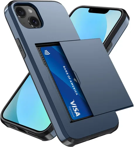Vista 20 de Qinmay Funda compatible con iPhone 7 Plus/8 Plus con tarjetero, doble capa a prueba de golpes, funda protectora resistente con ranura oculta Negro