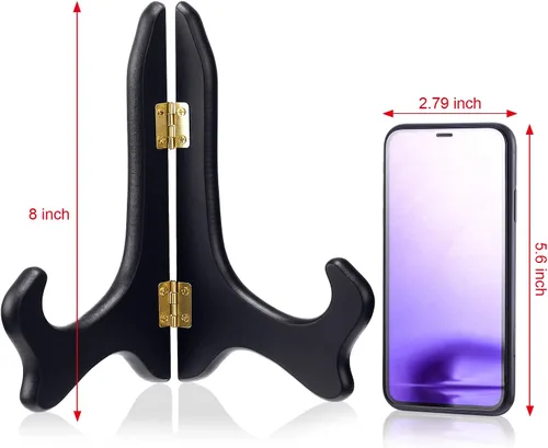 Vista 2 de Tatuo Paquete de 2 soportes de madera para exhibir, soporte de exhibición de platos, caballetes de soporte para marcos de fotos, soporte de arte