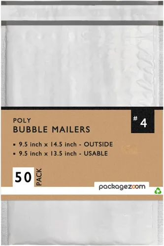 Vista 9 de PackageZoom 50 sobres acolchados de burbujas de polietileno de 4 x 8 pulgadas, sobres de envío #000, 2.5 mil