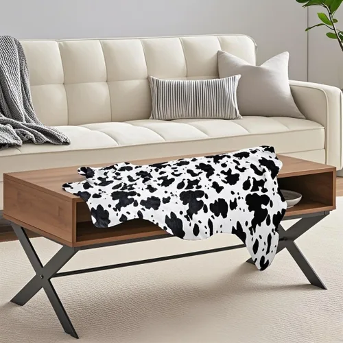 Vista 2 de Sgizoku Alfombra con Estampado de Vaca, 3.6 x 2.5 pies, alfombra de piel sintética de vaca bonita, alfombra de área divertida para decoración