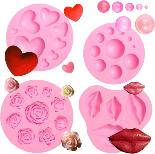 Vista 10 de Moldes de silicona de chocolate con forma de corazón, 2 paquetes de 10 cavidades para dulces de San Valentín para decoración de pasteles de boda