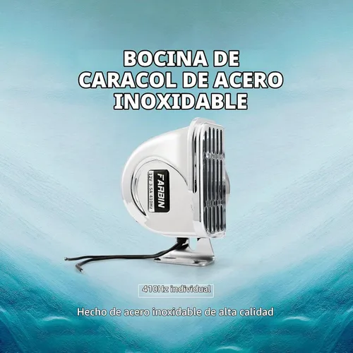 Vista 7 de FARBIN Bocina de acero inoxidable de tono bajo para barcos, bocinas de automóvil impermeables para barcos Bocinas de motocicleta súper fuertes de 12
