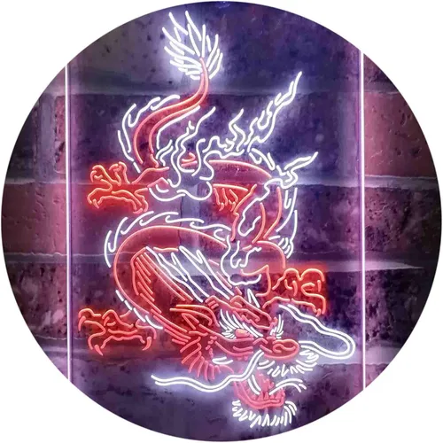 Vista 13 de ADVPRO Hombre Dragón Chino Cueva Garaje Tatuaje Dual Color LED Neon Sign Azul y Rojo 8 x 12 pulgadas st6s23-i3780-br