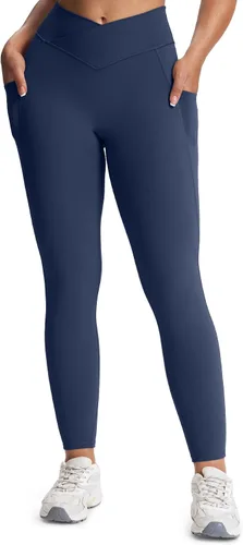 Vista 126 de Aoxjox Trinity - Pantalones de yoga de cintura alta con bolsillos para mujer, control de abdomen, cintura cruzada, leggings de entrenamiento suaves