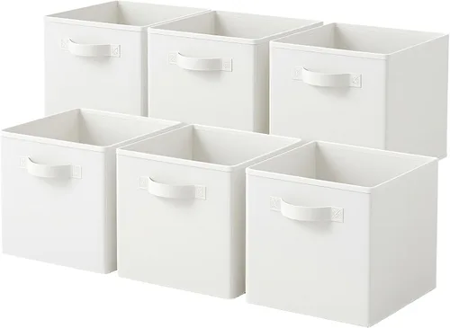 Vista 35 de PowerKing Cubos de almacenamiento plegables con asas, contenedores plegables de tela para estantes de armario, contenedores de almacenamiento