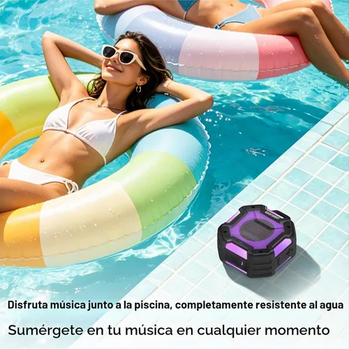 Vista 6 de Altavoz Bluetooth para Ducha, Altavoces Bluetooth Portátiles IPX7 Impermeables para Ducha Inalámbricos, Altavoz al Aire Libre con Luces