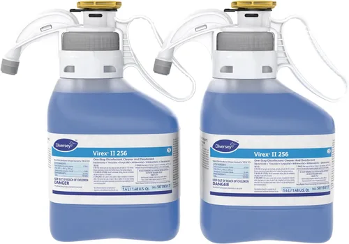 Vista 14 de VIREX Diversey II 256 04331. Disinfectant Cleaner Concentrate, Multi-Surface for Home & Commercial Use, Odor Control, Mint Scent, AccuMix Bottle, 32
