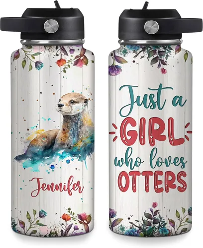 Vista 19 de Hyturtle Botella de agua personalizada con diseño de oso – Botella de acero inoxidable aislada de viaje con tapa a prueba de fugas, 18 onzas, 32